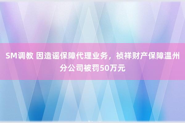SM调教 因造谣保障代理业务，祯祥财产保障温州分公司被罚50万元