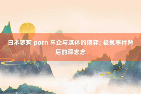 日本萝莉 porn 车企与媒体的博弈: 极氪事件背后的深念念