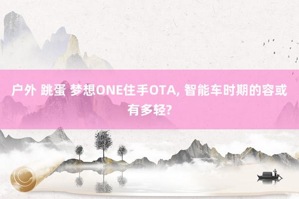 户外 跳蛋 梦想ONE住手OTA， 智能车时期的容或有多轻?