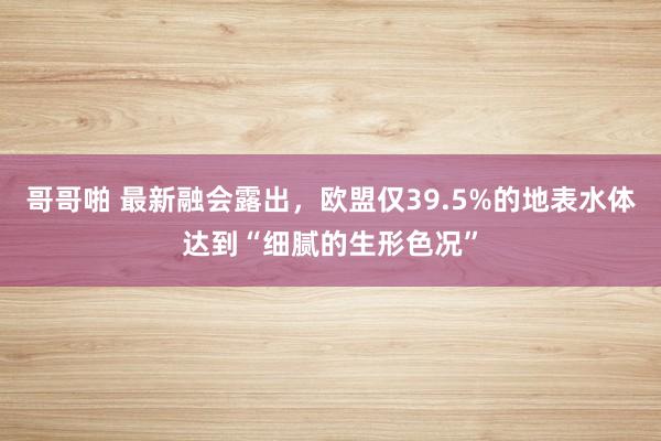 哥哥啪 最新融会露出，欧盟仅39.5%的地表水体达到“细腻的生形色况”