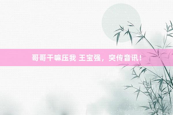 哥哥干嘛压我 王宝强，突传音讯！