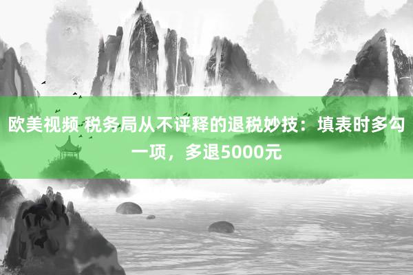 欧美视频 税务局从不评释的退税妙技：填表时多勾一项，多退5000元