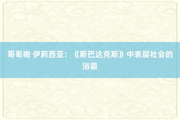 哥哥啪 伊莉西亚：《斯巴达克斯》中表层社会的浴霸