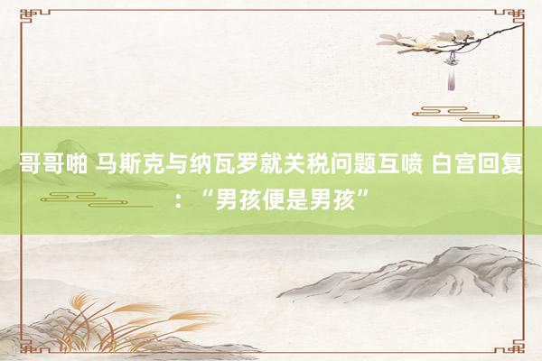 哥哥啪 马斯克与纳瓦罗就关税问题互喷 白宫回复：“男孩便是男孩”