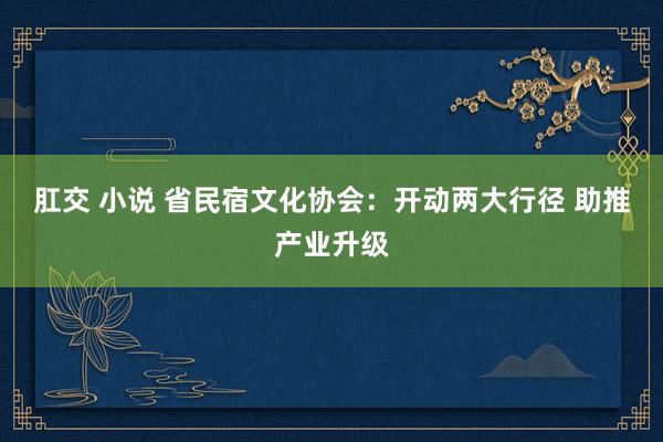 肛交 小说 省民宿文化协会：开动两大行径 助推产业升级