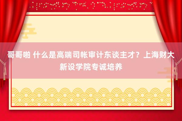 哥哥啪 什么是高端司帐审计东谈主才？上海财大新设学院专诚培养