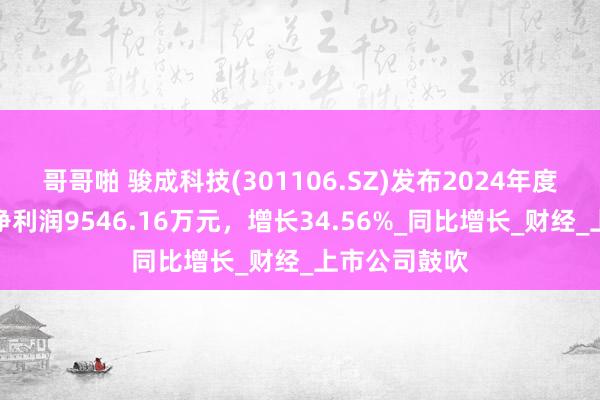 哥哥啪 骏成科技(301106.SZ)发布2024年度事迹，归母净利润9546.16万元，增长34.56%_同比增长_财经_上市公司鼓吹