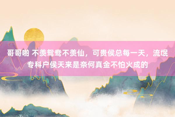 哥哥啪 不羡鸳鸯不羡仙，可贵侯总每一天，流氓专科户侯天来是奈何真金不怕火成的